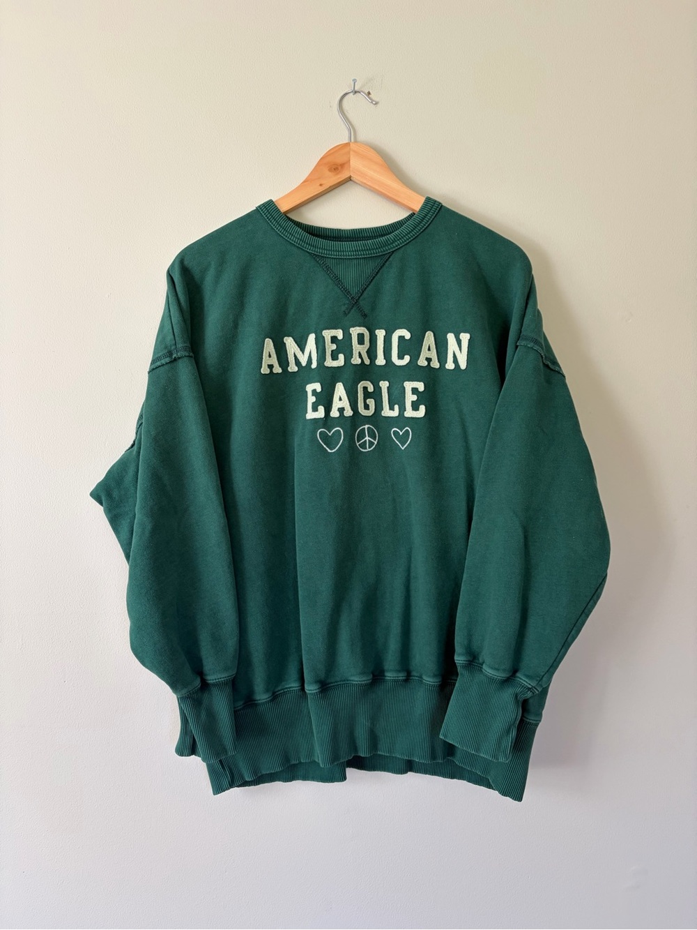 American Eagle Outfitters Forest Green Logo Crewneck Sweatshirt